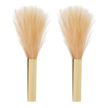 Imagem de Pretty Jolly Vaso de metal moderno para decoração de parede Boho Pampas, flores artificiais para sala de estar, quarto, cáqui, conjunto de 2 dourados