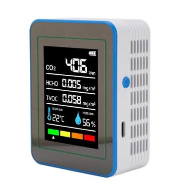 Imagem de Yunseity Detector de Qualidade do Ar, 5 Em 1 CO2 TVOC HCHO TEMPENDIDADE MEDIDENTE PORTÁVEL MEDIDOR RECARGIAVE, Circulação de Fluxo de Ar, Comutação de Unidade, Tela Colorida TFT TFT Display (Branco
