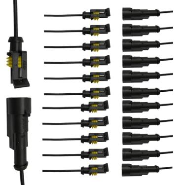 Imagem de Pacote com 12 conectores de fio de 1 pino 16 AWG à prova d'água conectores elétricos elétricos macho e fêmea para carro, caminhão, barco