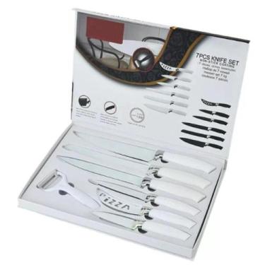 Imagem de Conjunto de facas de cozinha ceramica branca 7 peças kit profissional 