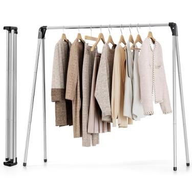 Imagem de TOOLF Escorredor de roupas dobrável, escorredor de roupas de aço inoxidável, suporte de roupas portátil, prateleira de secagem para roupas, interno e externo, independente, grande capacidade