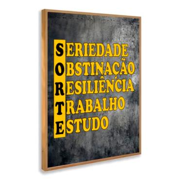 Imagem de Quadro Decorativo Palavra Sorte Motivacional Significado Força Trabalho Estudo Determinação Parede Concreto Com Moldura