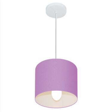 Imagem de Lustre Pendente Cilíndrico Vivare Md-4046 Cúpula em Tecido 18x18cm - Bivolt