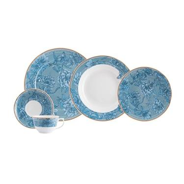 Imagem de Serviço de Jantar e Chá 20 Peças em Porcelana, Modelo Izabel, com Saliência nas Extremidades, Coleção Atlântico, Schmidt Estilo, Porcelana Schmidt