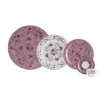 Imagem de Serviço de Jantar e Café 20 Peças em Porcelana, Modelo Redondo Voyage Coup, Coleção Lavanda, Schmidt Estilo, Porcelana Schmidt