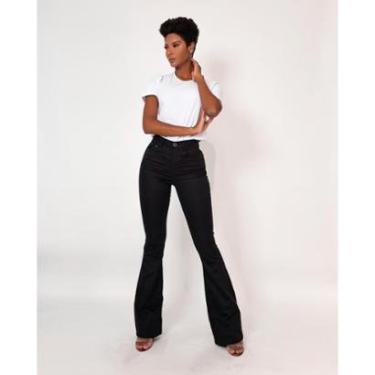 Imagem de CALÇA FEMININA FLARE IDEAL PARA MULHERES ALTAS 20666 40 PRETO UNICA-Feminino