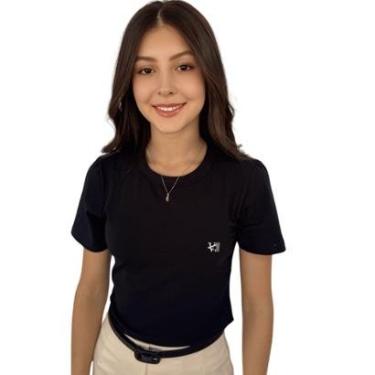 Imagem de Camiseta Baby Look Cotton Preta com Logo Premium Valansuelo-Feminino