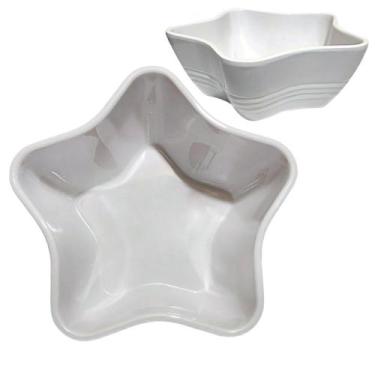 Imagem de Kit 4 Tigelas Bowl Melamina Estrela Branca 1,500Ml - Gici Casa