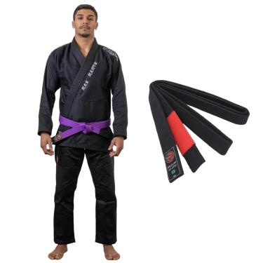 Imagem de Kimono Jiu Jitsu Naja Hanzo Preto Trançado E Reforçado 450g com Faixa BJJ Adulto-Unissex