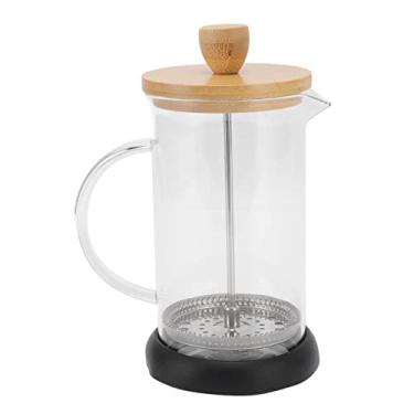 Imagem de French Press Filtro de fermentação manual resistente ao calor com alto teor de borossilicato para chá e café para escritório (capa de bambu de 600 ml)
