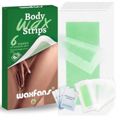 Imagem de waxfans Tiras De Cera Para Depilação Waxfans Para Rosto/Corpo/Biquíni - 60 Unidades - Kit Depilatório Hipoalergênico Com 4 Lenços Umedecidos (Verde) - Todos Os Tipos De Pele E Cabelo