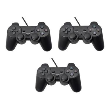 Imagem de Kit 3 Joystick Controle Para Pc Gamer Jogos Vibração Dual Shock Usb Com Fio