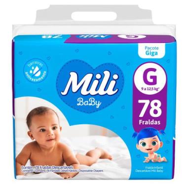 Imagem de Fralda Mili Baby Tamanho G Pacote Giga 78 Unidades Descartáveis