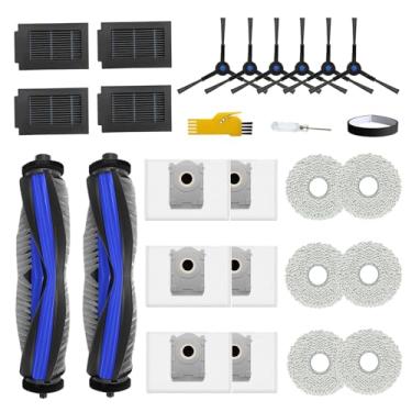 Imagem de aoteng Peças de reposição T50 Max Pro Omni para ECOVACS DEEBOT T50 Max Pro Omni Robot Aspirador de pó 25 pacotes 2 escovas principais, 4 filtros, 6 escovas laterais, 6 panos de esfregão, 6 sacos, 1