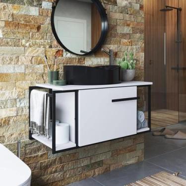 Imagem de Gabinete para Banheiro Suspenso Industrial com Cuba Berlin Preta Branc