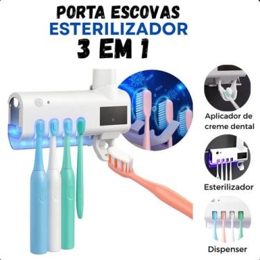 Imagem de Suporte para Escova de Dente e Dispenser de Pasta com Esterilizador UV