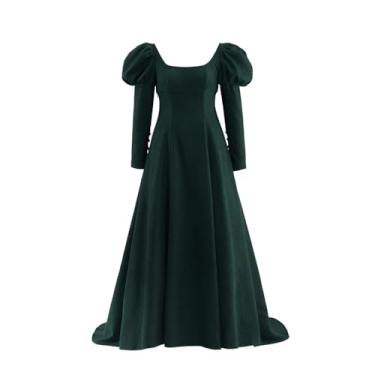 Imagem de Saniplaycos Vestido retrô de veludo regência cintura império fantasia princesa verde vestido de baile renascentista eduardiano para mulheres