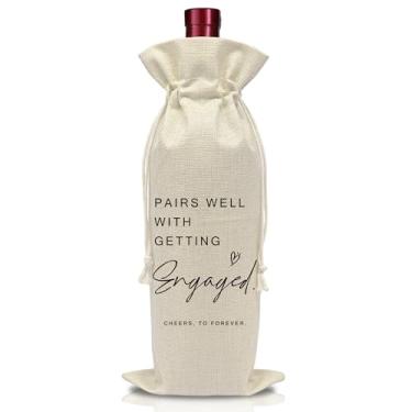 Imagem de AWSICE Bolsa de noivado para garrafa de vinho - combina bem com presentes de casamento - Saco de vinho para chá de casamento - Presentes de noivado de lua de mel para casais recém-noivos - Decorações