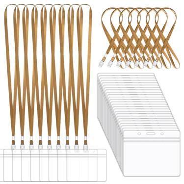 Imagem de Cordão com suporte para identidade – Pacote com 50 etiquetas de nome Korty 10 x 3 com cordões para trabalho, escola, eventos – Fácil de usar, conjunto a granel para funcionários, estudantes