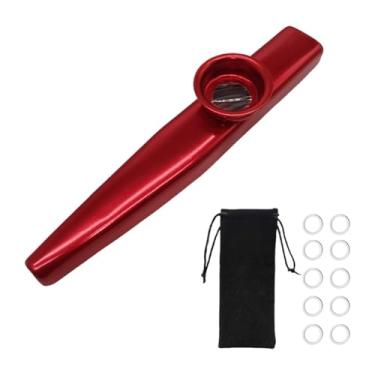 Imagem de YIJU Flauta Kazoo Infantil, Capa para Boquilha, Acompanhamento Musical, Instrumento Musical de Brinquedo com Diafragmas para Festa e Prática Diária, Vermelho