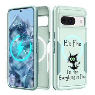 Imagem de LISEVO Capa para Google Pixel 8A de 6,1 polegadas – [Compatível com MagSafe] Capa protetora magnética fofa para mulheres e meninas legal Kawaii gato feminino design resistente à prova de choque para