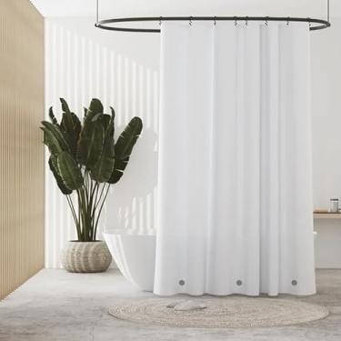 Imagem de De-Mediocre Forro de chuveiro branco de plástico PEVA 119 x 162 cm, cortina de chuveiro para trailer, cortina de chuveiro lavável