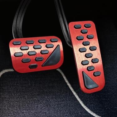 Imagem de TDOFYH Capa de pedal de carro nova para Jeep Grand Cherokee 2024 2025 liga de alumínio sem perfuração Capas de pedal de freio e acelerador de alumínio 2 peças (vermelho)