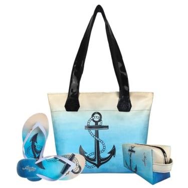Imagem de Kit Feminino Praia Bolsa Chinelo Necessaire Magicc Kit-242 (Multicolorido, 35/36)