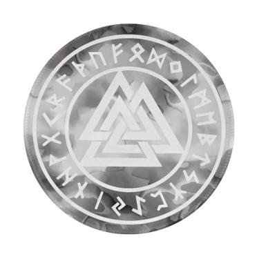 Imagem de Tapete de rato redondo Viking Age Symbol of Nordic Warriors Base de borracha antiderrapante para computador portátil acessórios de mesa 20 x 20 cm