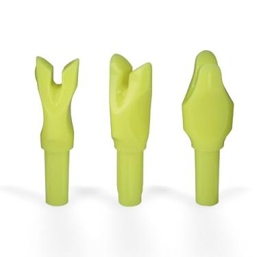 Imagem de 12 peças de flecha, diâmetro interno de 6,2 mm/0,624 cm Nocks de inserção de plástico para tiro com arco e flecha, tiro rápido - Curvo (Limão transparente)