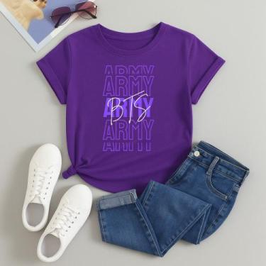Imagem de Camiseta Algodão Unissex Estampada Army Bts 275 Blusa Despojado Modinh