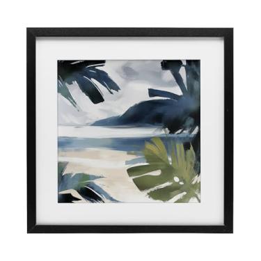 Imagem de Stupell Industries Impressão emoldurada preta Beachy Tropical Vibes sob vidro por Elara Yasna, 40,6 x 40,6 cm