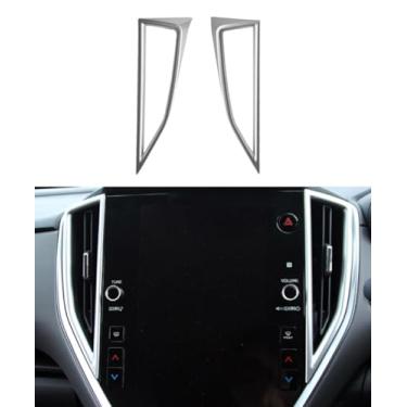 Imagem de TENWIND Tela do console central do carro 2 lados saída de ar, capa de tomada de ar condicionado compatível com acessórios Subaru Crosstrek 2024-2025+ (prata)