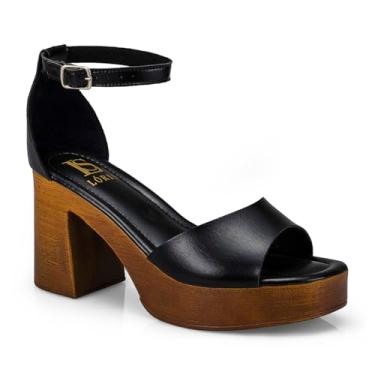 Imagem de Tamanco Feminino Sandália Fivela Salto Alto Grosso Bloco Madeira 7012 (Preto, BR, Adulto, Numérico, 37)