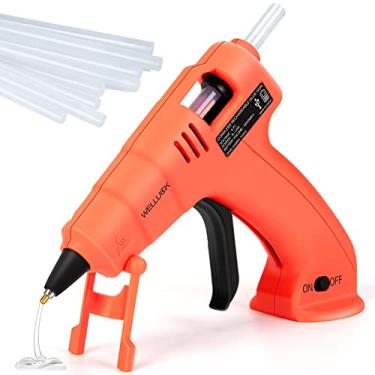 Imagem de WELLUCK Pistola de cola quente sem fio, recarregável por USB, mini pistola de cola quente com 20 bastões de cola e cabo USB, pistola de cola operada por bateria, ferramenta DIY para arte, artesanato