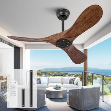 Imagem de KBZZ Ventilador de teto de 106 cm sem luz, 6 velocidades, motor CC silencioso reversível, ventilador de teto moderno sem luz com controle remoto para ambientes internos e externos, quinta, escritório