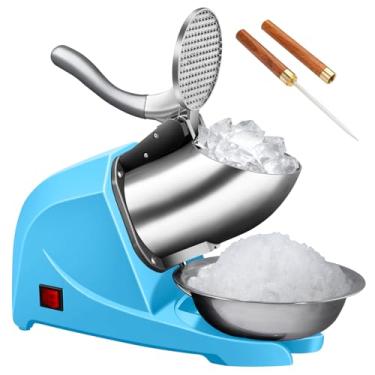 Imagem de INSELY Barbeador de gelo de 4 lâminas, máquina de gelo raspada elétrica, máquina de barbear de gelo, triturador de gelo de 90 kg/h com picador de gelo para uso doméstico e comercial (azul)