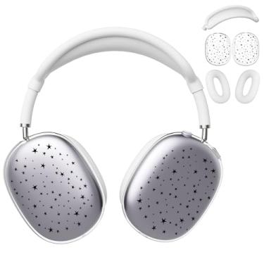 Imagem de BlHMCASE Capa de fone de ouvido para AirPods Max, lindas capas de fone de ouvido transparentes Y2K Star, capa de silicone branca para fones de ouvido para Apple AirPods Max