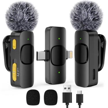 Imagem de Mini microfone sem fio Lavalier MULBEVD, pacote com 2 unidades para iP