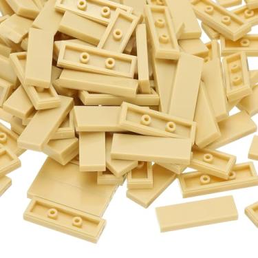 Imagem de PATIKIL 122 Pcs Flat Blocks Bulk, 1x3 Square Apricot Yellow Classic Tiles Smooth Surface Mini Building Blocks Accessories Compatible Bricks Kits for Building Floor Walls Mosaic Pixel Arts