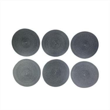 Imagem de Kit 6 Peças Souspla Mesa Posta Descanso Pratos Cinza Chumbo - Multiart