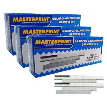 Imagem de Kit 3 Caixas de Grampo para Grampeador Galvanizado 26/6 c/ 5000 Ideal 