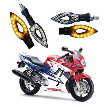 Imagem de Kit 4 Setas Esportivas Led P01C Carbono Modelo Flecha vazado Moto CBR 
