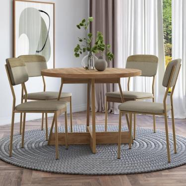 Imagem de Conjunto Sala De Jantar 4 Cadeiras Belgravia Carraro Carvalho Dourado