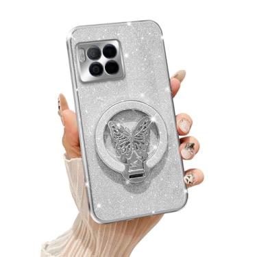 Imagem de Tesazxcn Capa T-Mobile Revvl 7 Pro com suporte [compatível com Mag Safe], capa de telefone T-Mobile Revvl 7 Pro com alça de pulso à prova de choque, capa macia e suporte para mulheres, prata