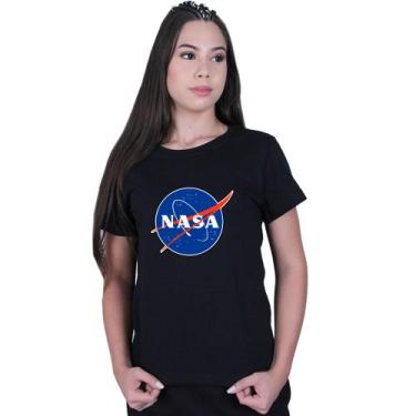 Imagem de Camiseta Feminina Baby Look Moda Geek Nerd Nasa U.S.A - Lafre, Preto, 
