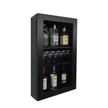 Imagem de Bar Adega Peq Para Vinhos E Bebidas Cristaleira Suspenso De Parede Par
