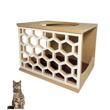 Imagem de Nicho Para Gato MDF Resistente Montado Com Carpete Antiderrapante Casi