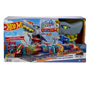 Imagem de Pista - Hot Wheels -  Lava-Rapido Ultra Tubarao + Carrinho Color Reveal MATTEL