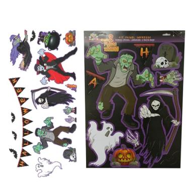 Imagem de Kit Paineis Decorativos Halloween Fantasma Bruxa Vampiro Abobora Festa